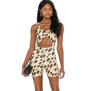 WeWoreWhat Cutout Bodysuit in Tan Animal Print